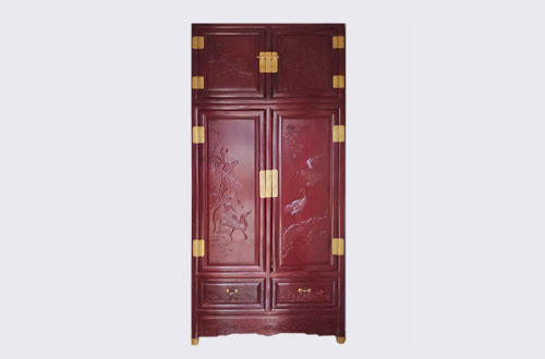 寿宁高端中式家居装修深红色纯实木衣柜